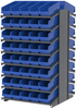 Akro-Mils 1800 lb Blue Gray Powder Coated Steel 16 ga Double Sided Fixed Rack - 36 3/4 in Overall Length - 80 Bins - Bins Included - APRD18098 BLUE -- APRD18098 BLUE - Image