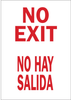 Brady B-555 Aluminum Rectangle White Door, Gate & Pathway Sign - 10 in Width x 14 in Height - Language English / Spanish - TEXT: NO EXIT / NO HAY SALIDA - 29081 - 754476-38309 - R. S. Hughes Company, Inc.
