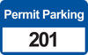 Brady Black / Blue on White Rectangle Vinyl Parking Permit Label - 4 3/4 in Width - 2 3/4 in Height - Printed Text = PERMIT PARKING - Print Number(s) = 201 to 300 - 96247 - 754476-96247 - R. S. Hughes Company, Inc.