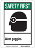 Brady B-555 Aluminum Rectangle White Personal Protection Equipment (PPE) Sign - 10 in Width x 14 in Height - TEXT: SAFETY FIRST - 49032 - 754476-49032 - R. S. Hughes Company, Inc.