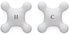 Supplementary Solid Porcelain Cross Handles: N&ordm; 14600 PHC Hot and Cold Set - 14600 - P. E. Guerin