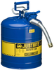 Justrite Accuflow Blue Steel 5 gal Safety Can - 17 1/2 in Height - 11 3/4 in Overall Diameter - 697841-14077 - 697841-14077 - R. S. Hughes Company, Inc.