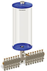 Blue Color Key, Clear View Multiple Feed Manual Lubricator, 1 gal Acrylic Reservoir, 15 Feeds, 1/4” OD Tube Outlets - B5163-128AB151BW - Oil-Rite Corp.