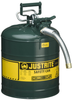 Justrite Accuflow Green Steel 5 gal Safety Can - 17 1/2 in Height - 11 3/4 in Overall Diameter - 697841-14079 - 697841-14079 - R. S. Hughes Company, Inc.