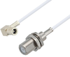 75 Ohm Mini SMB Plug Right Angle to 75 Ohm F Female Bulkhead Cable 36 Inch Length Using 75 Ohm RG187 Coax - PE3W07602-36 - Pasternack