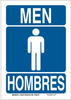 Brady B-302 Polyester Rectangle Restroom Sign - 7 in Width x 10 in Height - Laminated - Language English / Spanish - TEXT: MEN / HOMBRES - 125537 - 754473-73186 - R. S. Hughes Company, Inc.
