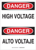 Brady B-401 Polystyrene Rectangle White Electrical Safety Sign - 10 in Width x 14 in Height - Language English / Spanish - TEXT: DANGER HIGH VOLTAGE / PELIGRO ALTO VOLTAJE - 38679 - 754476-38679 - R. S. Hughes Company, Inc.