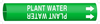 Brady B-915 White on Green Plastic Strap-On Pipe Marker - 2 1/2 in Character Height - Printed Msg = PLANT WATER with Right Arrow - 4109-G - 754476-47934 - R. S. Hughes Company, Inc.