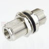 N Female (Jack) to N Female (Jack) Bulkhead Adapter, Nickel Plated Brass Body, 1.5 VSWR - SM4030 - Fairview Microwave Inc.