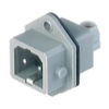 Rectangular Receptacle Power Connector (ST Series): Male, front mount with flange, 2-pin+PE, grey housing, 230 V AC/DC, 16 A AC/6 A DC -- STASEI 2 - Image