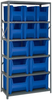 Open Shelving, 6Shelves, 15Bins, Blue; Shelving Unit Type Quantum Storage - 44AC6728 - Newark, An Avnet Company
