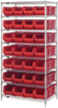 Open Wire Shelving, 8Shelves, 28Bin, Red; Shelving Unit Type Quantum Storage - 44AC8545 - Newark, An Avnet Company