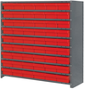 Closed Shelving, 7Shelves, 54Bins, Red; Shelving Unit Type Quantum Storage - 44AC4582 - Newark, An Avnet Company