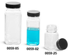 Clear Square PET Bottles with Black Ribbed Caps -- 0059-25
