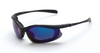 Concept blue mirror lens, matte black frame, foam lined -- 828 - Image