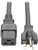 C19 to 5-20P Heavy-Duty Extension Cord - 20A, 125V, 12 AWG, 10 ft., Black -- P049-010 - Image