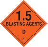 Brady B-101 Polycoated Tagstock Square Orange Truck Placards Sign - 10 3/4 in Width x 10 3/4 in Height - TEXT: 1.5 BLASTING AGENTS D 1 - 63403 - 754476-63403 - R. S. Hughes Company, Inc.