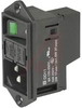 Inlet PEM, Screw-on flange, 1-pole fuseholder, 2-pole lineswitch, green illumina - 70080286 - Allied Electronics, Inc.