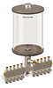 Clear View Multiple Feed Manual Lubricator, 1/2 gal Acrylic Reservoir, 10 Feeds, 1/8