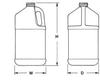 PET and HDPE Plastic Bottles -- INDUSTRIAL SQUARE JUG-PVC-2 Liter-650640L-38-400
