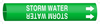 Brady Bradysnap-On B-915 White on Green Plastic Snap-On Pipe Marker - 1 1/4 in Character Height - Printed Msg = STORM WATER with Right Arrow - 4134-D - 754476-48105 - R. S. Hughes Company, Inc.