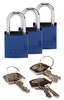 Brady Compact Aluminum Padlock Blue Keyed Alike 3 Pack - 133280 - Brady Corporation