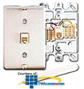 Leviton Stainless Steel Wall Jack - 6P4C - 40223-S - TelephoneStuff.com
