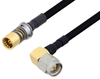 Snap-On BMA Jack to SMA Male Right Angle Cable 60 Inch Length Using PE-SR402FLJ Coax - PE3C4911-60 - Pasternack
