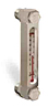 Aluminum Liquid Level Gage with Card Thermometer, 5” Centerline, 1/2