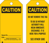 Brady B-851 Black on Yellow Polyester Equipment Safety Tag - 3 in Width - 5 3/4 in Height - Printed Msg = CAUTION - Has Front and Rear Text - 76193 - 754476-76193 - R. S. Hughes Company, Inc.