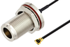 N Female Bulkhead to HMCX32 1.2 Plug Cable 6 Inch Length Using 0.81mm Coax, RoHS - PE3CA1015-6 - Pasternack