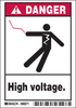 Brady B-302 Black / Red on White Rectangle Polyester High Voltage Warning Label - 5 in Width - 3 1/2 in Height - Printed Text = HIGH VOLTAGE. - 86871 - 754476-86871 - R. S. Hughes Company, Inc.