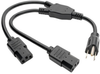 Y Splitter Power Cable, NEMA 5-15P to 2x C13 - 10A, 125V, 18 AWG, 1.5 ft., Black -- P006-18N-2