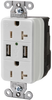 Mains Receptacle, Dual Usb, 20A, 125V, White; Product Range Hubbell Wiring Devices - 82X5487 - Newark, An Avnet Company