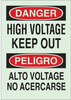 Brady Bradyglo B-347 Polyester / Polystyrene Rectangle Electrical Safety Sign - 10 in Width x 14 in Height - Glow in the Dark - Language English / Spanish - 90740 - 754476-90740 - R. S. Hughes Company, Inc.
