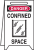 Brady Plastic Rectangle White Floor Stand Sign - 12 in Width x 20 in Height - TEXT: DANGER CONFINED SPACE - 52392 - 754476-52392 - R. S. Hughes Company, Inc.
