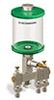 Green Color Key, Clear View Multiple Feed Manual Lubricator, 1 pt Pyrex Reservoir, 3 Feeds, 1/4” OD Tube Outlets - B5163-016PB031GW - Oil-Rite Corp.