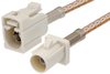 White FAKRA Plug to FAKRA Jack Cable 12 Inch Length Using RG316 Coax - PE38756B-12 - Pasternack
