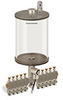 Levelux Clear View Multiple Feed Electro Lubricator, 1/2 gal Pyrex Reservoir, 10 Feeds, 1/8