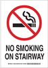 Brady B-555 Aluminum Rectangle White Smoking Not Permitted Sign - 7 in Width x 10 in Height - TEXT: NO SMOKING ON STAIRWAY - 128010 - 754473-76724 - R. S. Hughes Company, Inc.