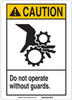 Brady Fiberglass Reinforced Polyester Rectangle White Machine & Equipment Sign - 7 in Width x 10 in Height - TEXT: CAUTION DO NOT OPERATE WITHOUT GUARDS - 45039 -- 754476-45039