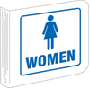 Brady Silk Screened Square White Restroom Sign - 8 in Width x 8 in Height - TEXT: WOMEN - L0WO02A - 754476-45480 - R. S. Hughes Company, Inc.