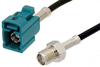 SMA Female to Water Blue FAKRA Jack Cable 12 Inch Length Using RG174 Coax - PE39350Z-12 - Pasternack
