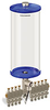 Blue Color Key, Clear View Multiple Feed Electro Lubricator, 1 gal Acrylic Reservoir, 9 Feeds, 1/4” OD Tube Outlets, 120V/60Hz - B5162-128AB0912061BW - Oil-Rite Corp.