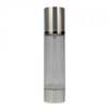 Airless Bottle, Matte Silver Collar, White Body, 50 mL - CPR06CSW - MSX050 - Cosmetic Packaging Resources