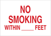 Brady B-401 High Impact Polystyrene Rectangle White Smoking Not Permitted Sign - 10 in Width x 7 in Height - TEXT: NO SMOKING WITHIN __ FEET - 25136 - 754476-25136 - R. S. Hughes Company, Inc.