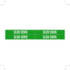 Brady B-946 White on Green Vinyl Self-Adhesive Pipe Marker - 1 1/8 in Height - 3/4 in Character Height - 7 in Length - Printed Msg = BLOW DOWN - 7327-4 - 754473-66760 - R. S. Hughes Company, Inc.