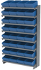 Akro-Mils APRS 900 lb Blue Gray Powder Coated Steel 16 ga Single Sided Fixed Rack - 36 3/4 in Overall Length - 32 Bins - Bins Included - APRS182 BLUE - APRS182 BLUE - R. S. Hughes Company, Inc.