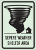 Brady BradyGlo B-347 Polyester / Polystyrene Rectangle Green Tornado & Severe Weather Shelter Sign - 7 in Width x 10 in Height - Glow in the Dark - TEXT: SEVERE WEATHER SHELTER AREA - 90714 - 754476-90714 - R. S. Hughes Company, Inc.