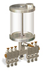 (Formerly B3153-4X05), Multiple Feed Manual Lubricator, 1 qt Acrylic Reservoir, 6 Feeds - B3153-032A06B111GW - Oil-Rite Corp.